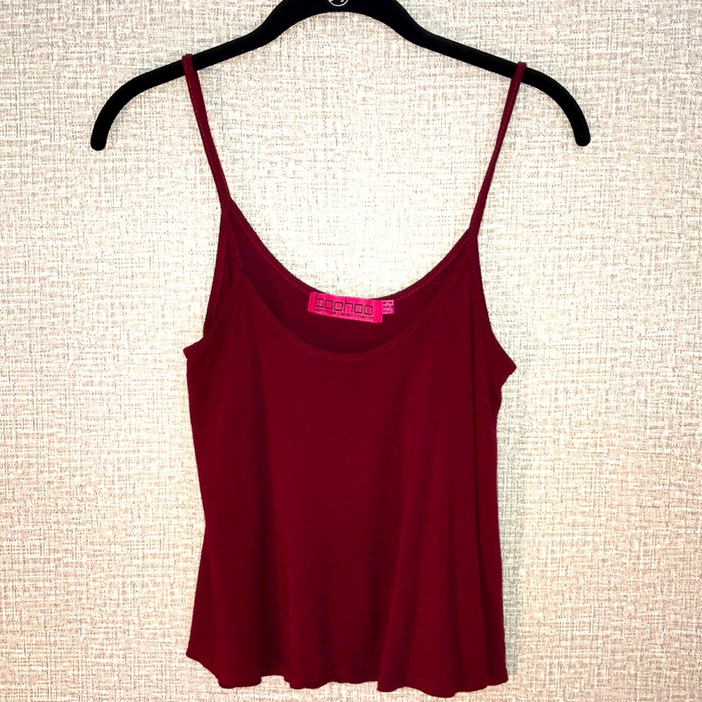 BooHoo Crop Swing Tank Top Wine sz 6